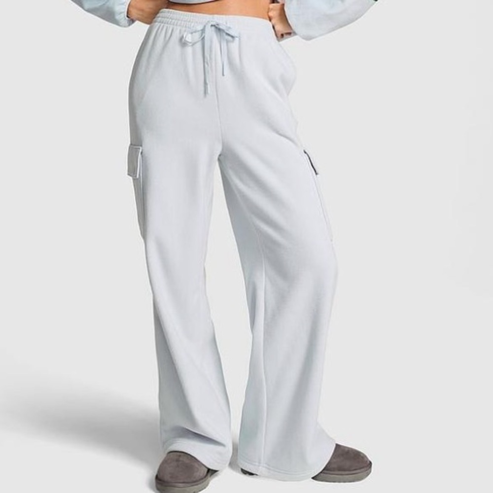 PINK Ivy Fleece Cargo Pants Blue Hydrangea Fleece Cargo Pants XL